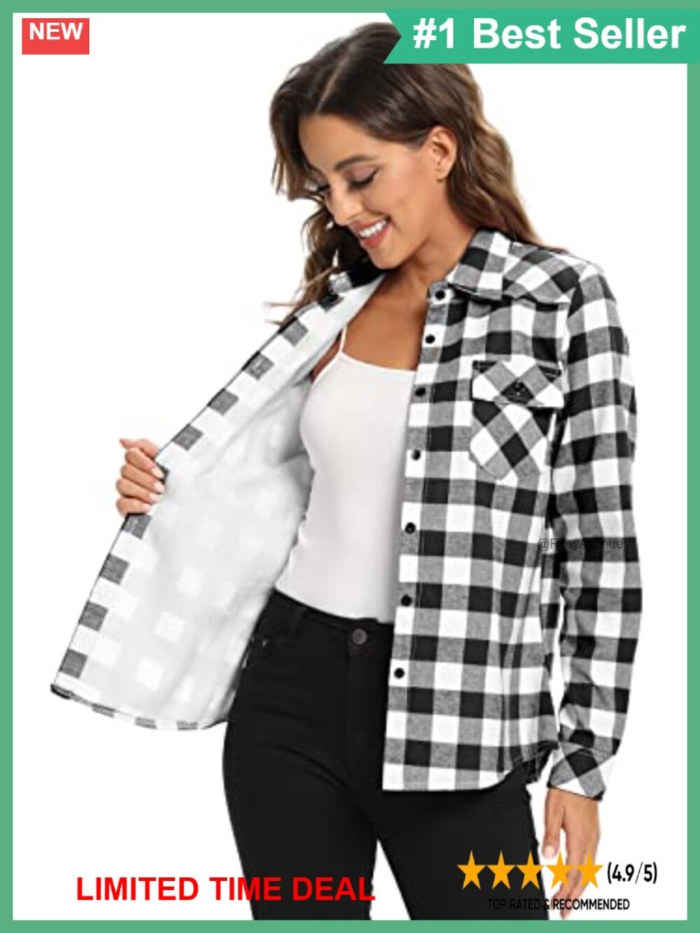 Fleece Lined Plaid Flannel Shacket Button Down Shirt Jacket